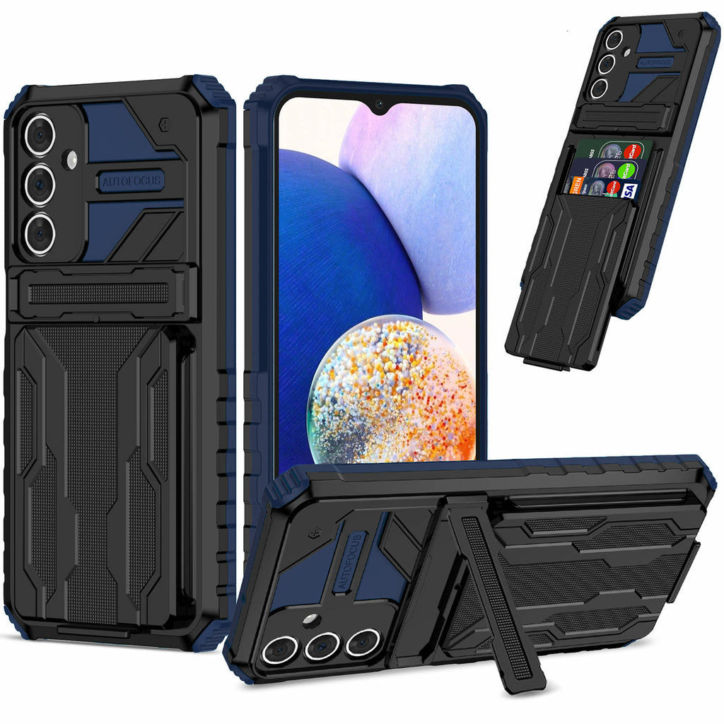 Samsung A15 Heavy Duty Kickstand Case Shockproof Card Holder BLUE