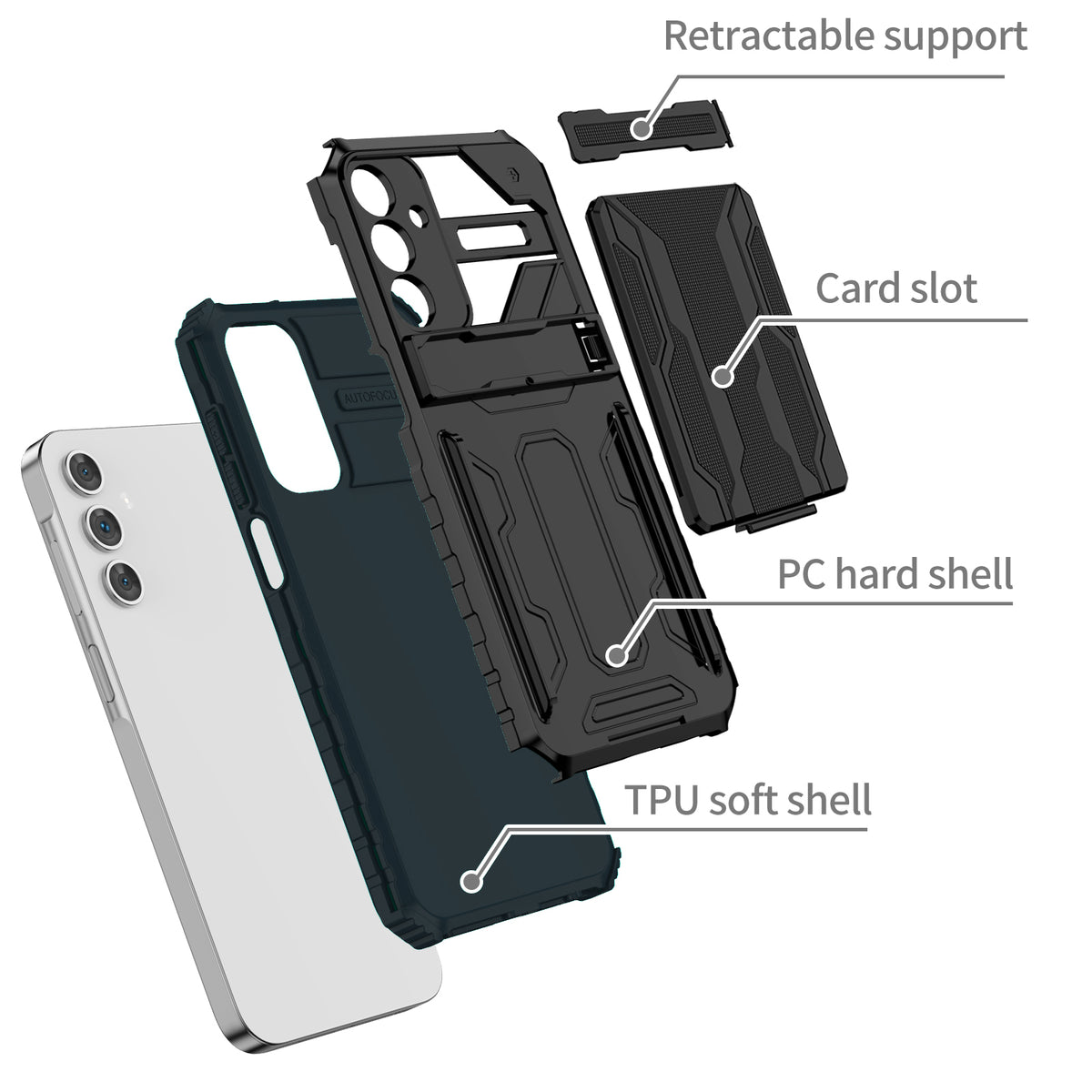 Samsung A15 Heavy Duty Kickstand Case Shockproof Card Holder GREEN