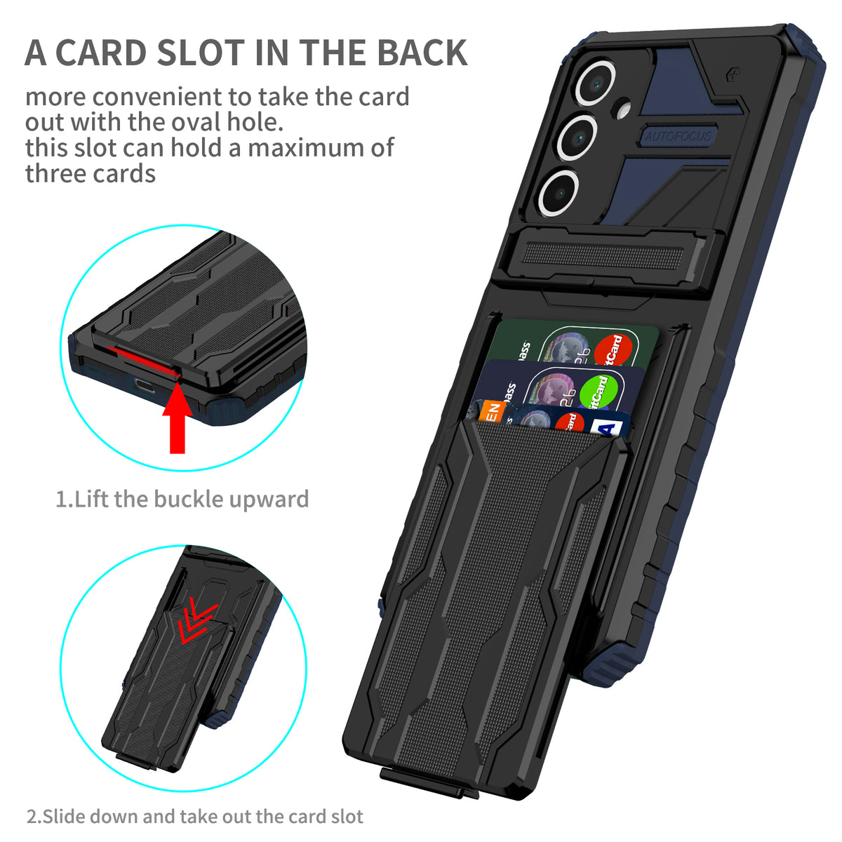 Samsung A17 Heavy Duty Kickstand Case Shockproof Card Holder BLUE