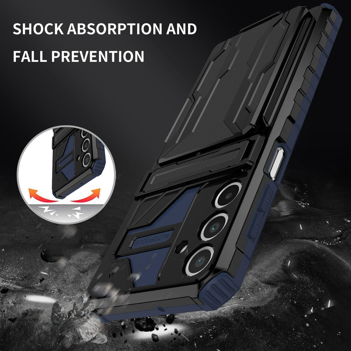 Samsung A17 Heavy Duty Kickstand Case Shockproof Card Holder BLUE