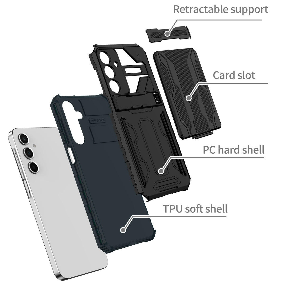Samsung A17 Heavy Duty Kickstand Case Shockproof Card Holder GREEN