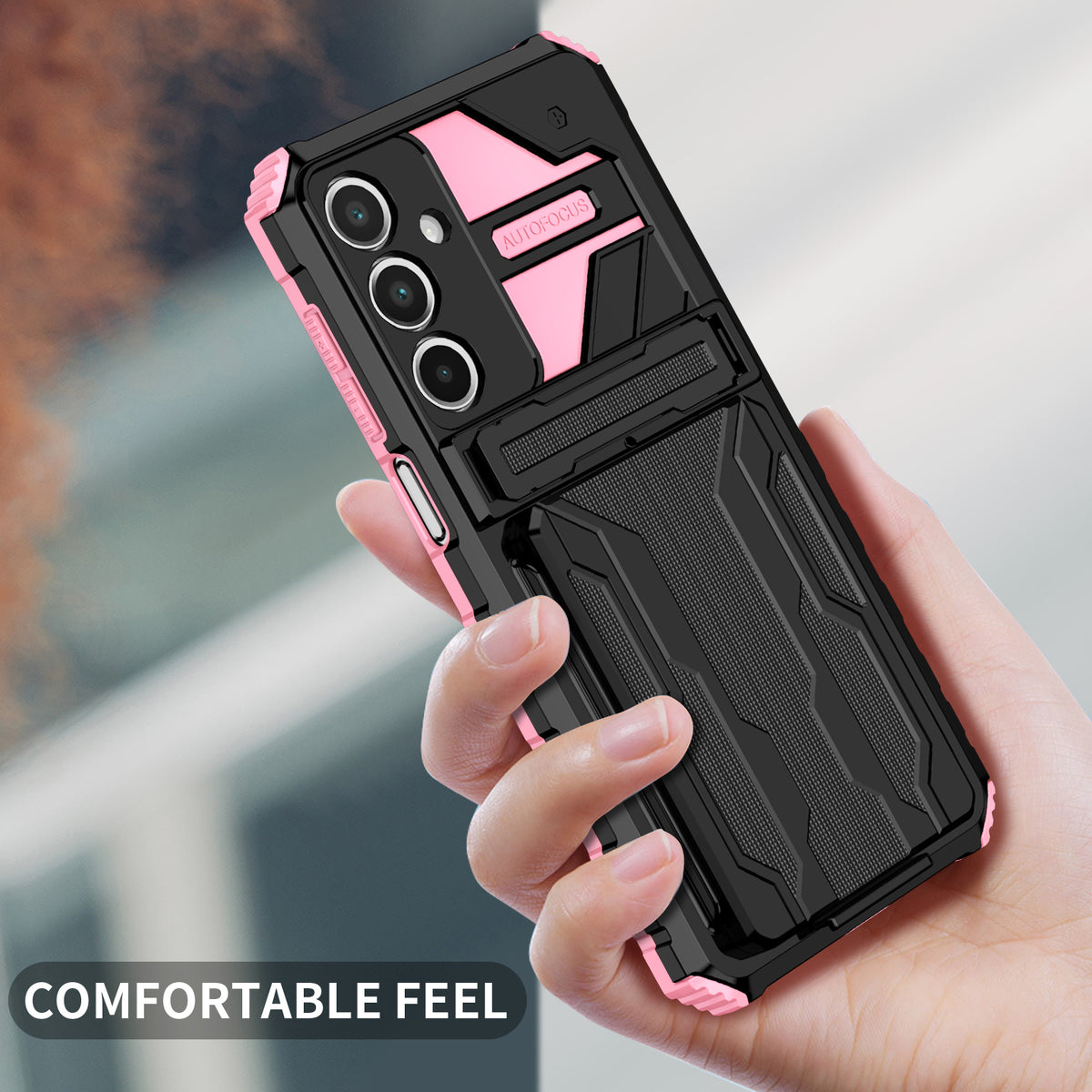 Samsung A26 Heavy Duty Kickstand Case Shockproof Card Holder PINK