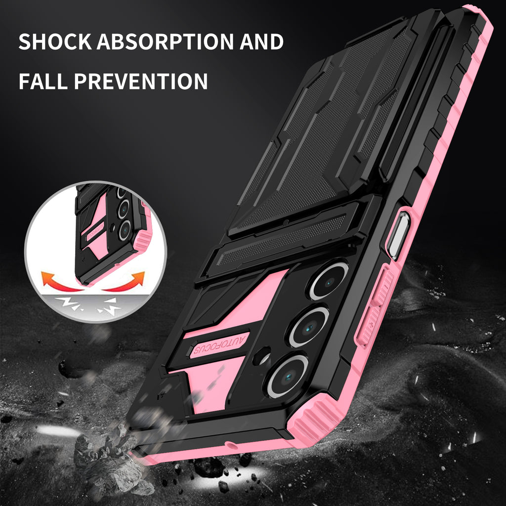 Samsung A26 Heavy Duty Kickstand Case Shockproof Card Holder PINK