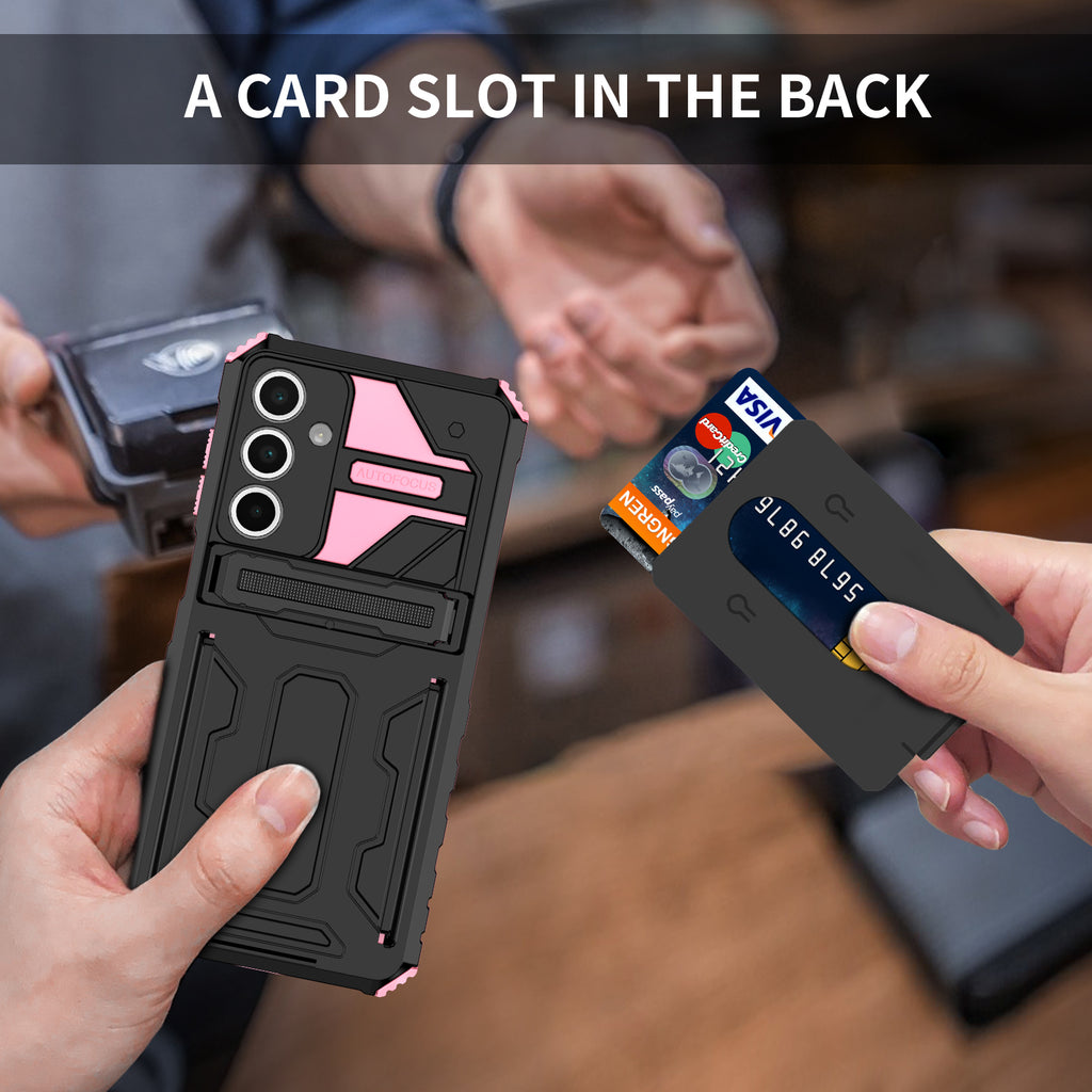 Samsung A26 Heavy Duty Kickstand Case Shockproof Card Holder PINK