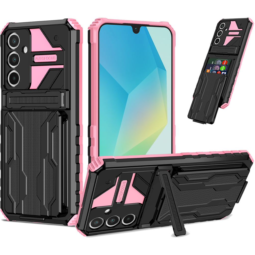 Samsung A26 Heavy Duty Kickstand Case Shockproof Card Holder PINK