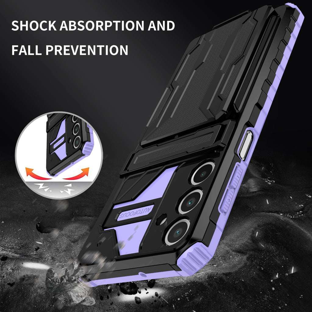 Samsung A16 Heavy Duty Kickstand Case Shockproof Card Holder PURPLE