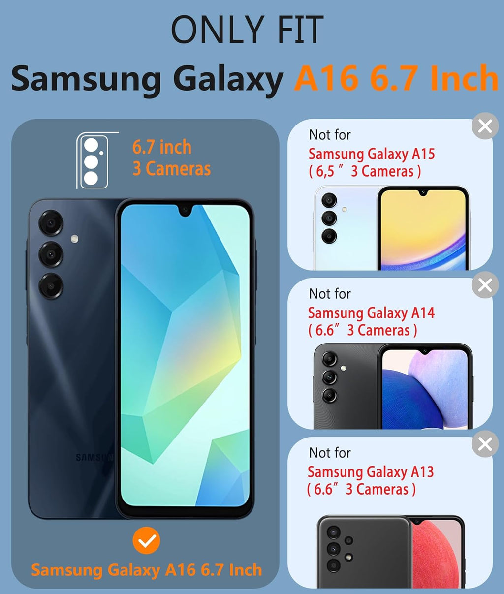 Samsung Galaxy A16 Rugged Shockproof Case Kickstand Card Cover BLUE