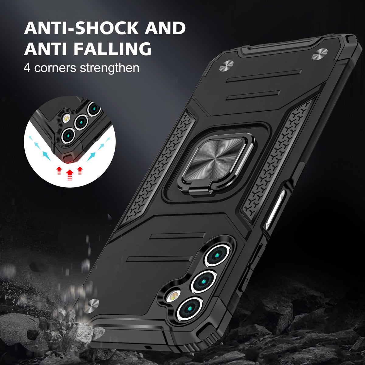 Samsung Galaxy A16 Rugged Tough Case Shockproof Hybrid Cover BLACK