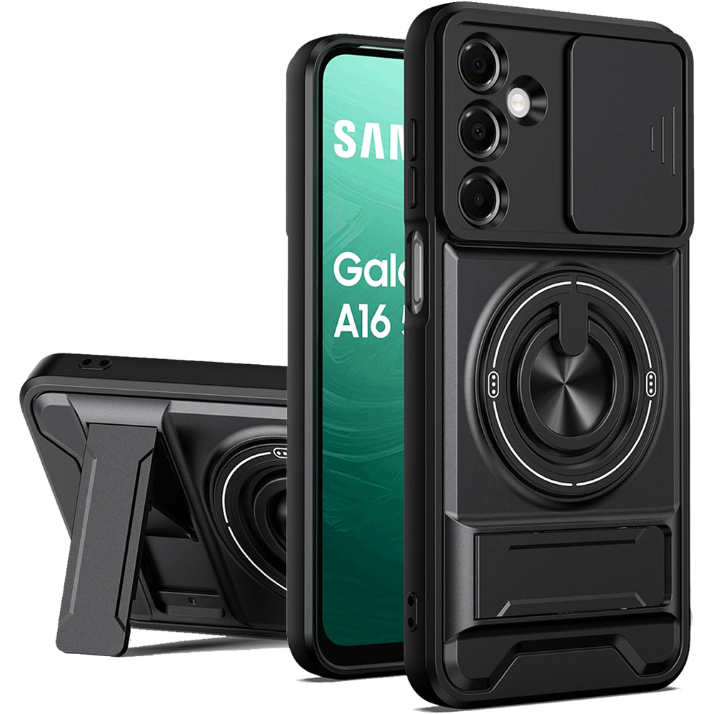 Samsung A16 5G Magnetic Kickstand Case with Camera Slide Cover BLACK