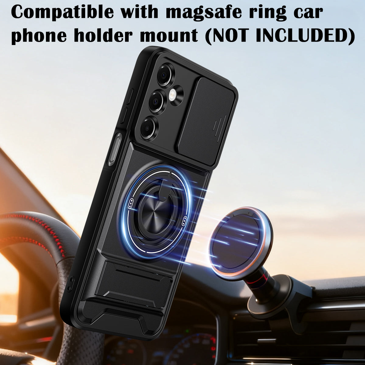 Samsung A16 5G Magnetic Kickstand Case with Camera Slide Cover ORANGE