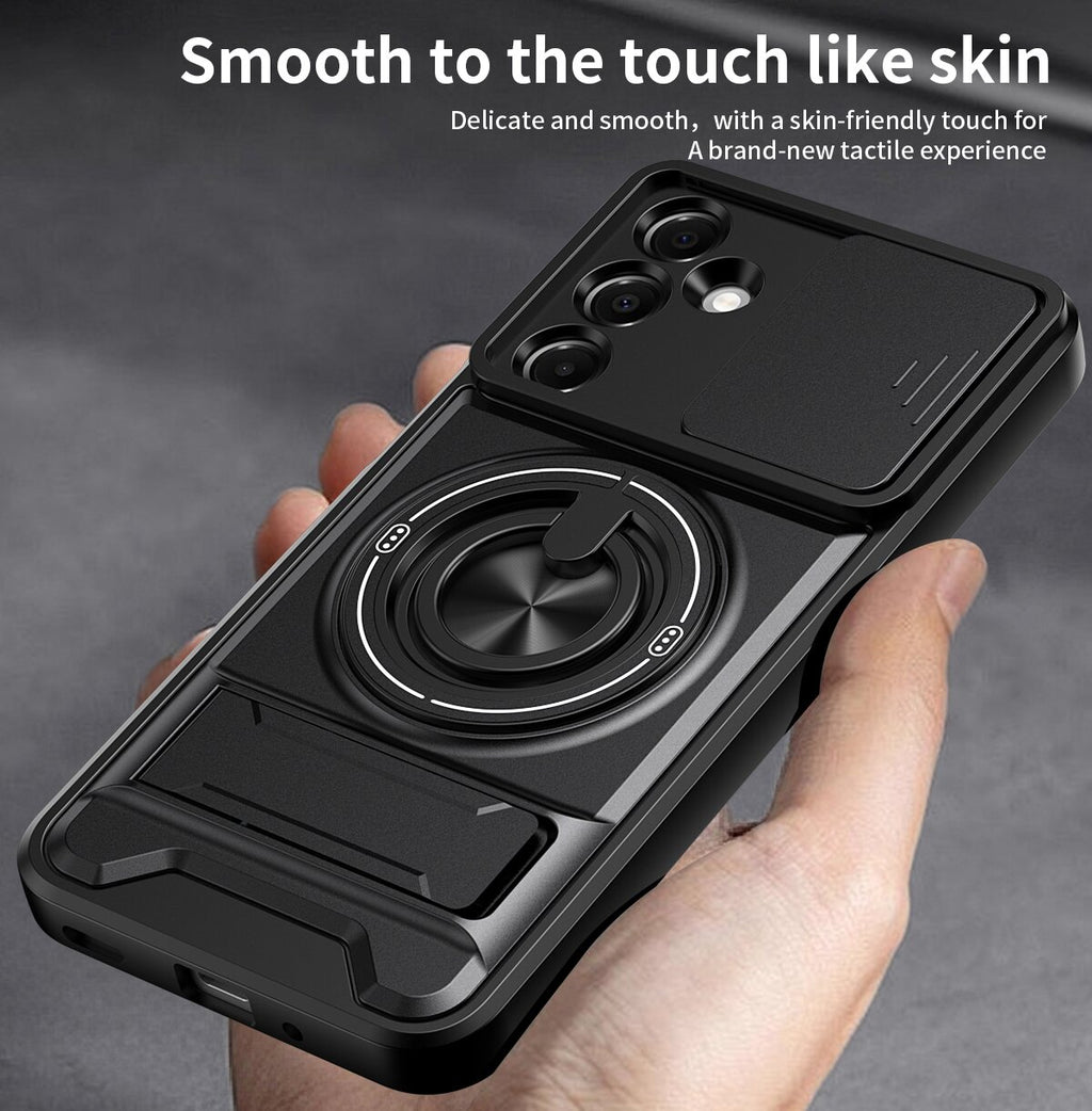 Samsung A16 5G Magnetic Kickstand Case with Camera Slide Cover ORANGE