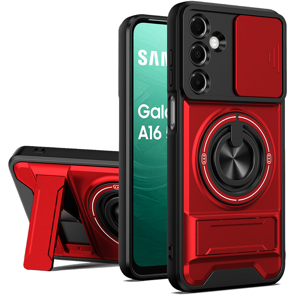 Samsung A16 5G Magnetic Kickstand Case with Camera Slide Cover RED
