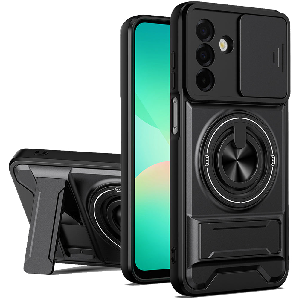 Samsung A26 Magnetic Kickstand Case with Camera Slide Cover BLACK