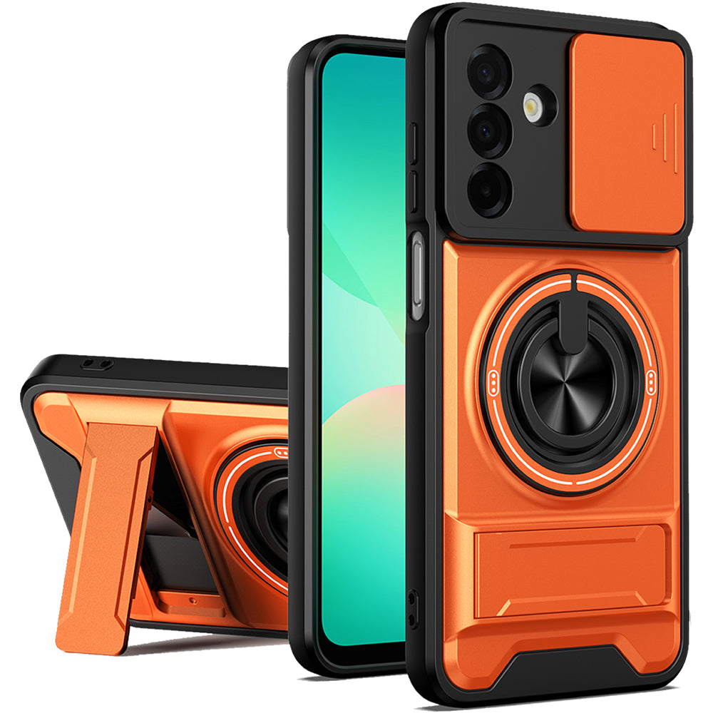 Samsung A17 Magnetic Kickstand Case with Camera Slide Cover ORANGE