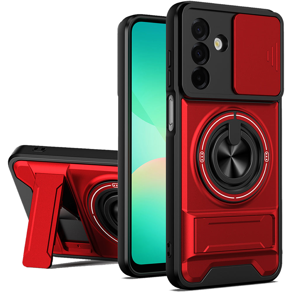 Samsung A17 Magnetic Kickstand Case with Camera Slide Cover RED