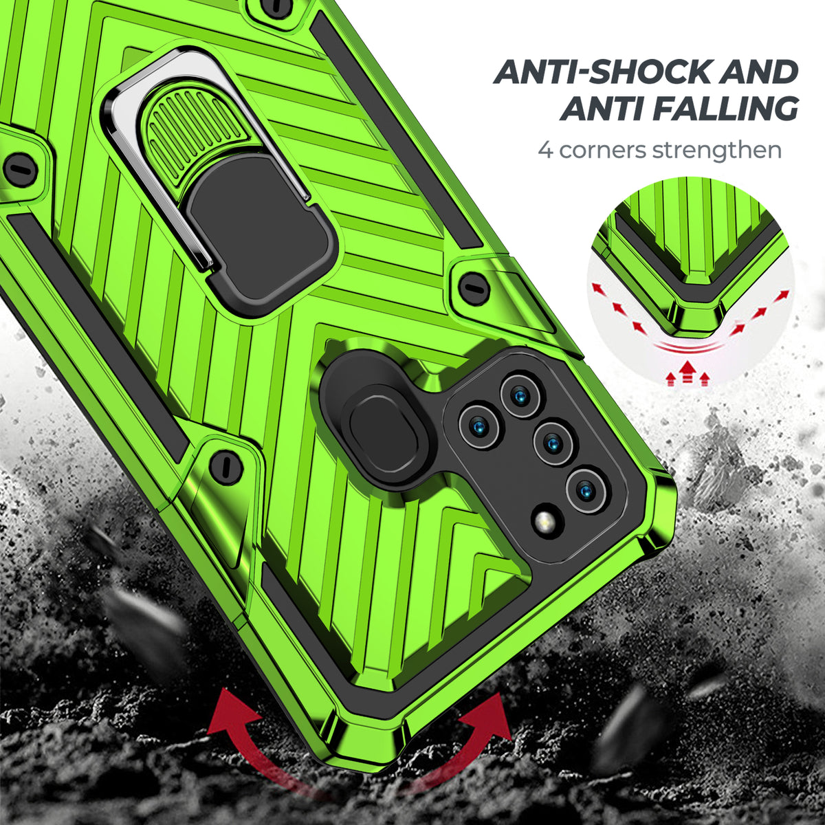 Samsung Galaxy A21S Rugged Tough Case Shockproof Hybrid Cover LIGHT GREEN
