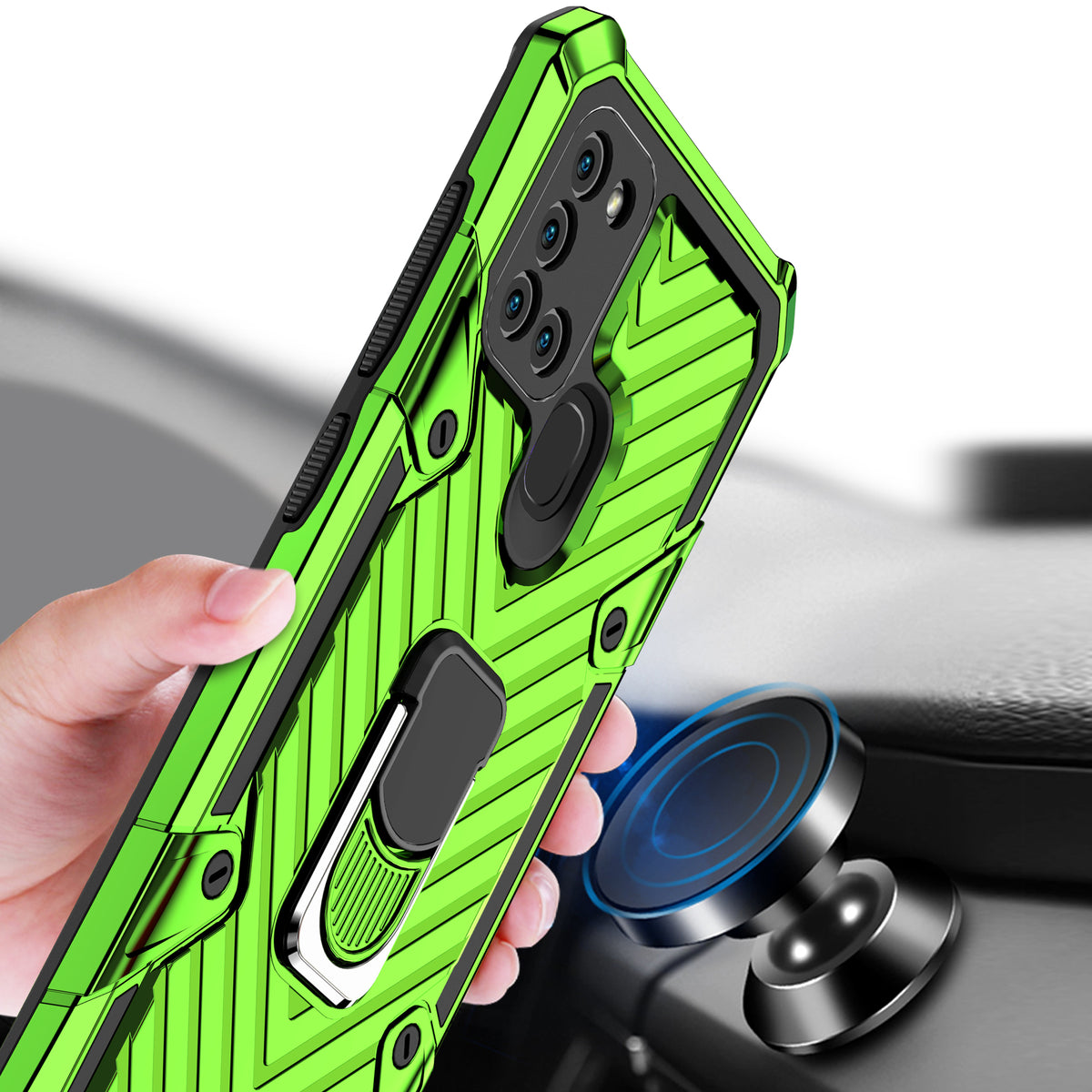 Samsung Galaxy A21S Rugged Tough Case Shockproof Hybrid Cover LIGHT GREEN