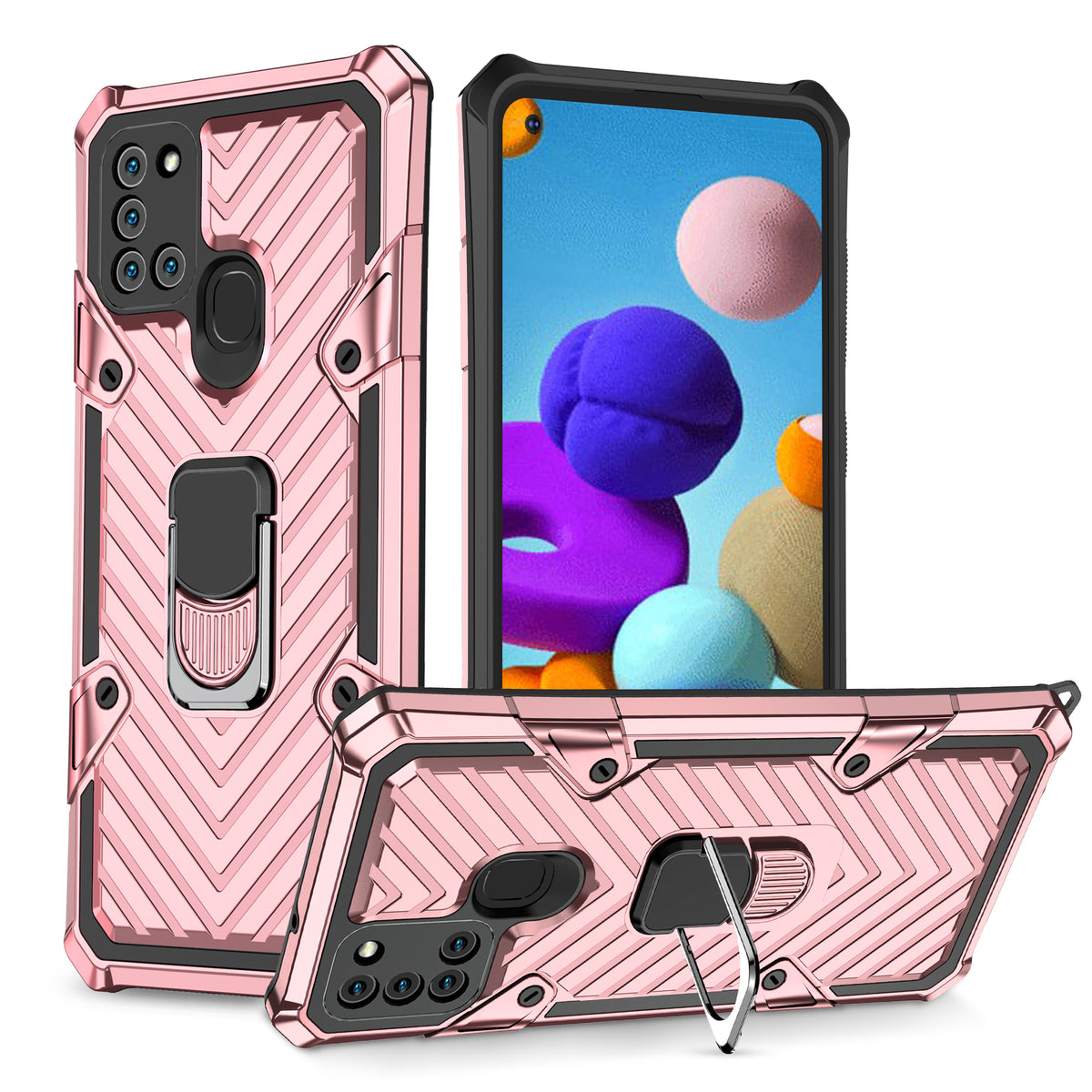 Samsung Galaxy A21S Rugged Tough Case Shockproof Hybrid Cover PINK
