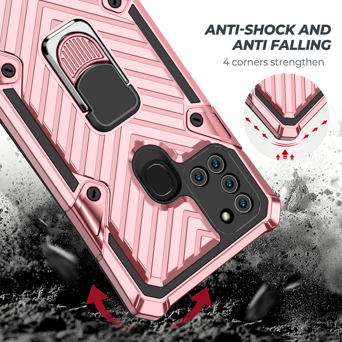 Samsung Galaxy A21S Rugged Tough Case Shockproof Hybrid Cover PINK