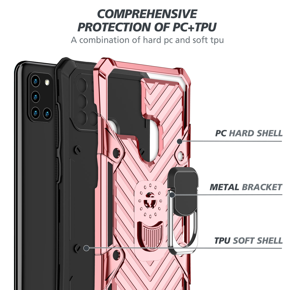 Samsung Galaxy A21S Rugged Tough Case Shockproof Hybrid Cover PINK