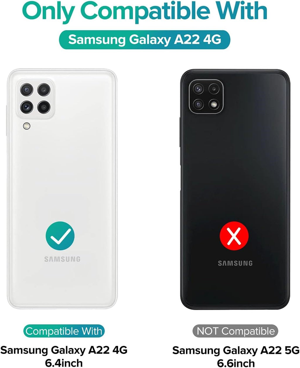2X Samsung Galaxy A22 4G Case Friendly Glass Screen Protector