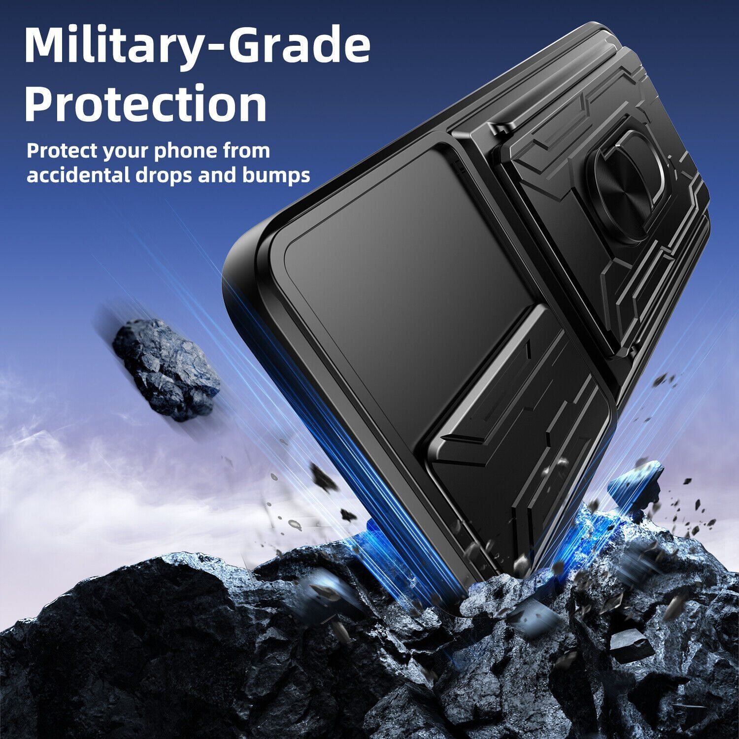Samsung Galaxy A16 Rugged Shockproof Case Kickstand Card Cover BLUE