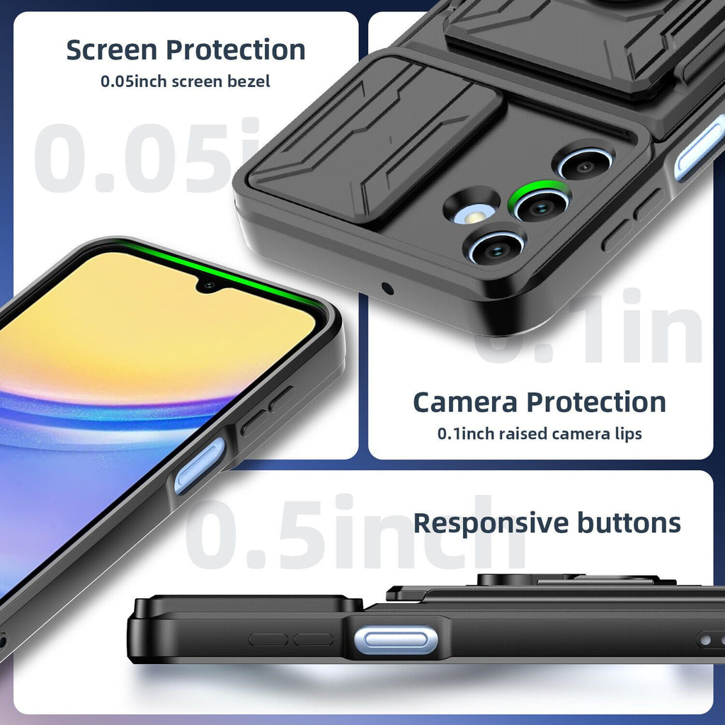 Samsung Galaxy A16 Rugged Shockproof Case Kickstand Card Cover BLUE