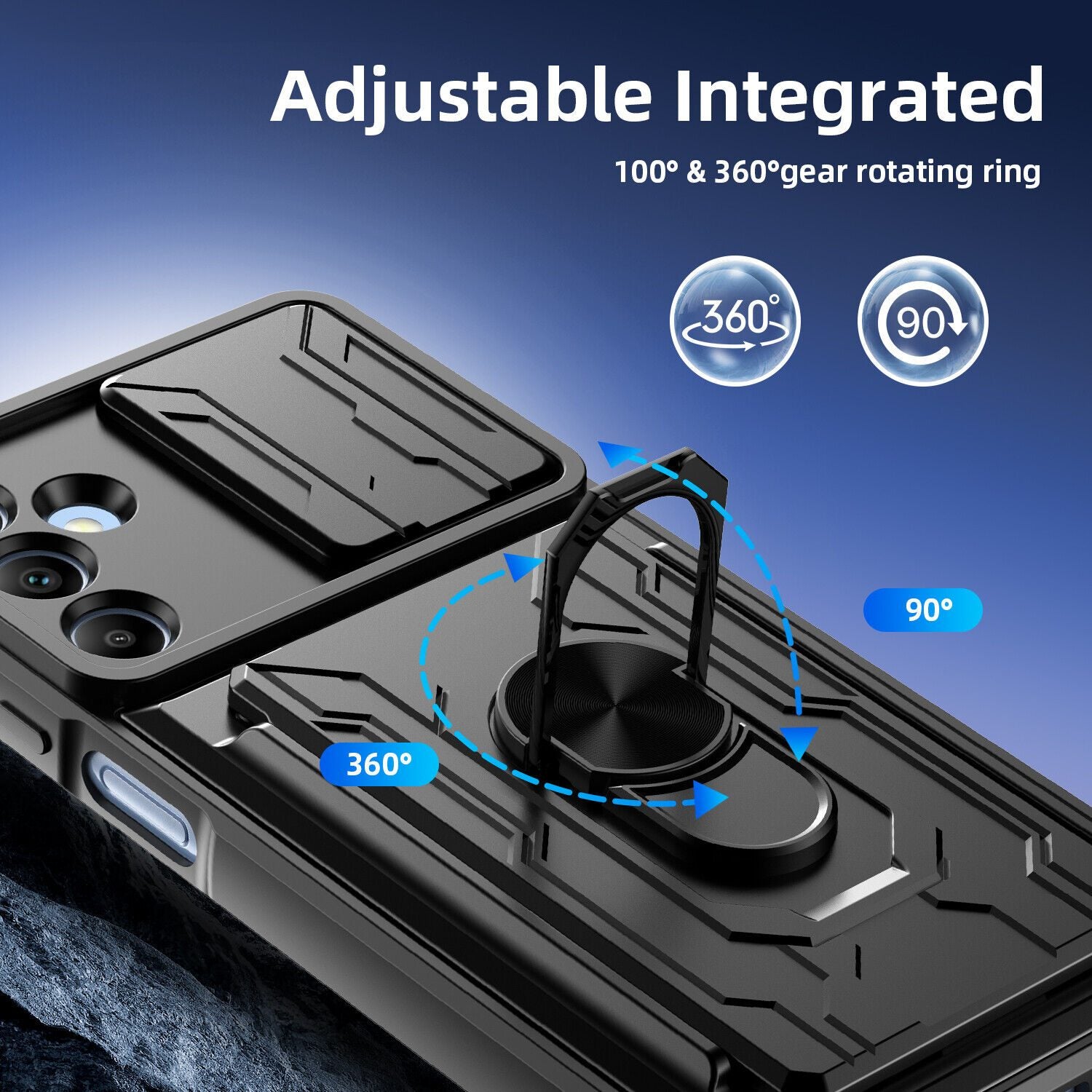 Samsung Galaxy A16 Rugged Shockproof Case Kickstand Card Cover BLUE
