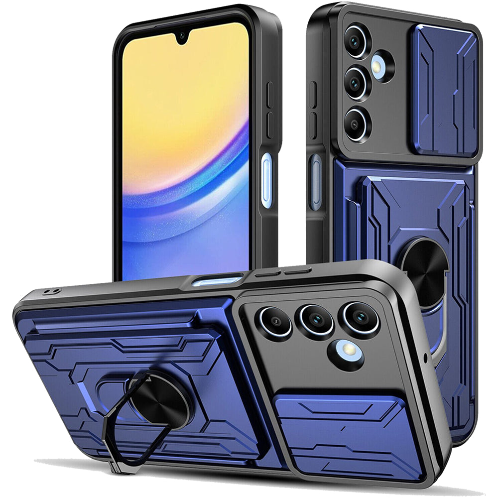 Samsung Galaxy A16 Rugged Shockproof Case Kickstand Card Cover BLUE