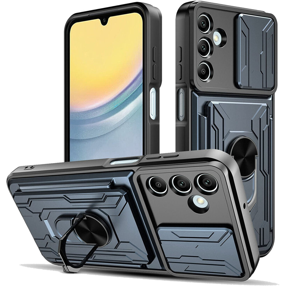 Samsung Galaxy A16 Rugged Shockproof Case Kickstand Card Cover GREY