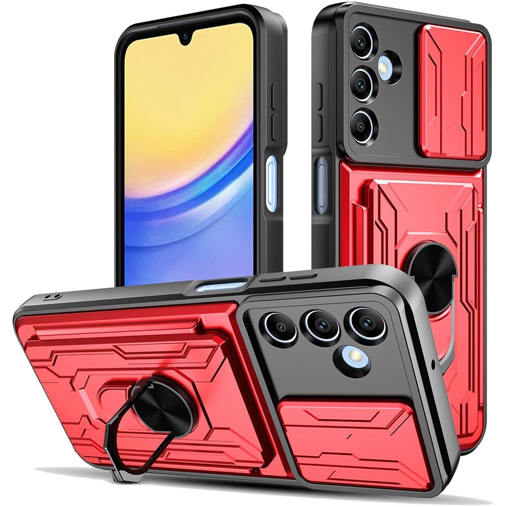 Samsung Galaxy A16 Rugged Shockproof Case Kickstand Card Cover RED