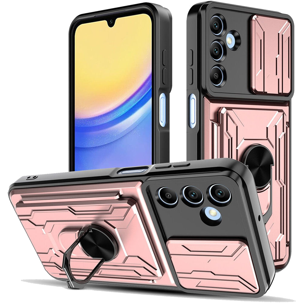 Samsung Galaxy A16 Rugged Shockproof Case Kickstand Card Cover PINK