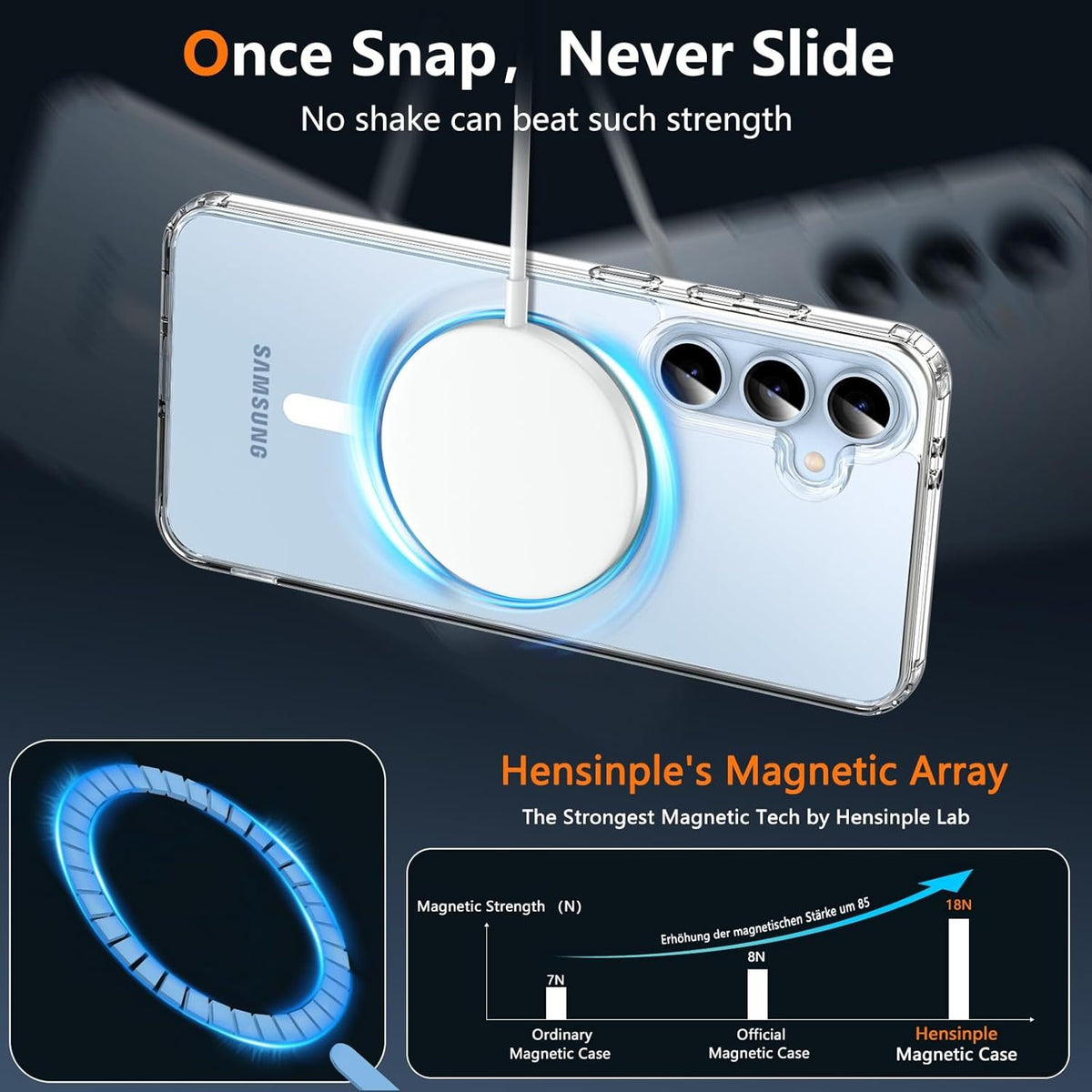 Samsung A16 Full Clear Case Magnetic Ring Magsafe Compatible Cover