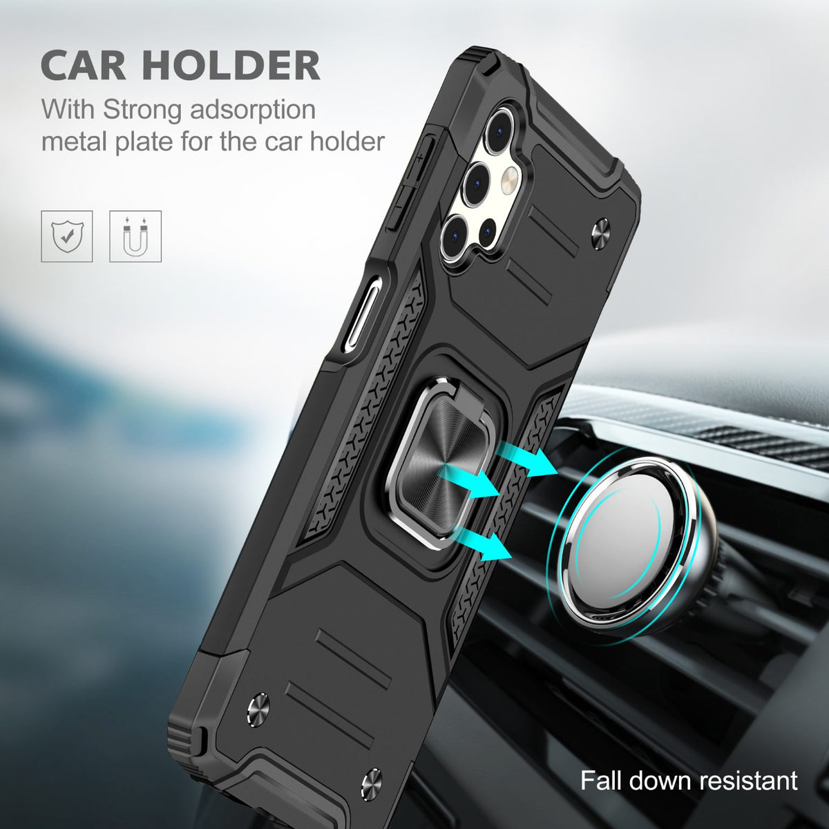 Samsung Galaxy A32 4G Rugged Tough Case Shockproof Hybrid Cover BLACK