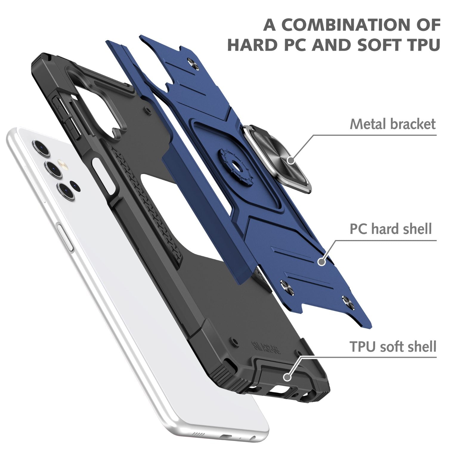 Samsung Galaxy A32 4G Rugged Tough Case Shockproof Hybrid Cover BLUE