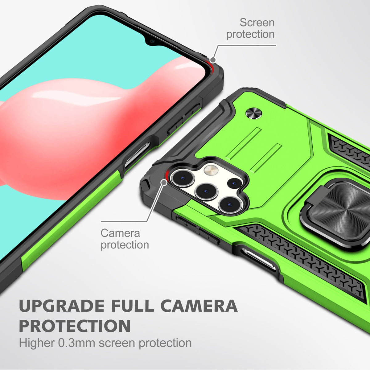 Samsung Galaxy A32 4G Rugged Tough Case Shockproof Hybrid Cover L GREEN