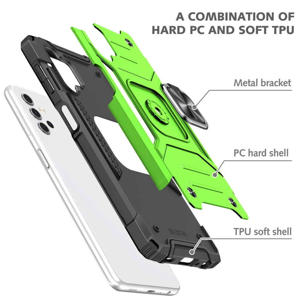 Samsung Galaxy A32 4G Rugged Tough Case Shockproof Hybrid Cover L GREEN
