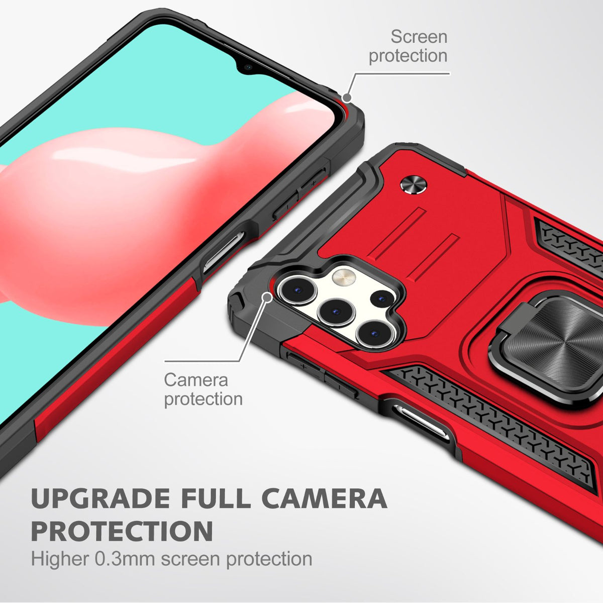 Samsung Galaxy A32 4G Rugged Tough Case Shockproof Hybrid Cover RED