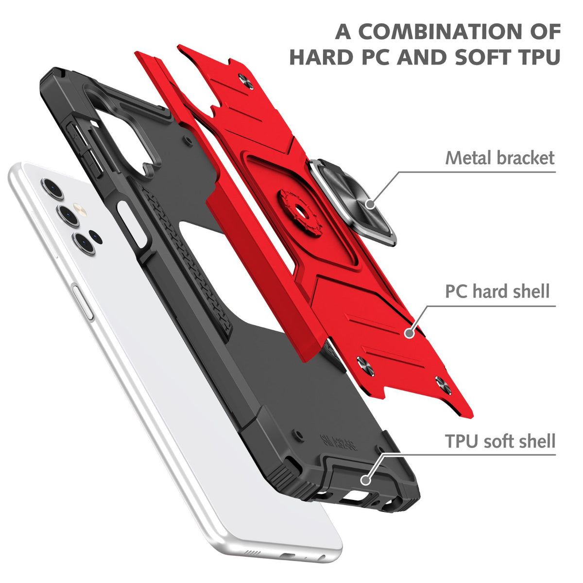 Samsung Galaxy A32 4G Rugged Tough Case Shockproof Hybrid Cover RED