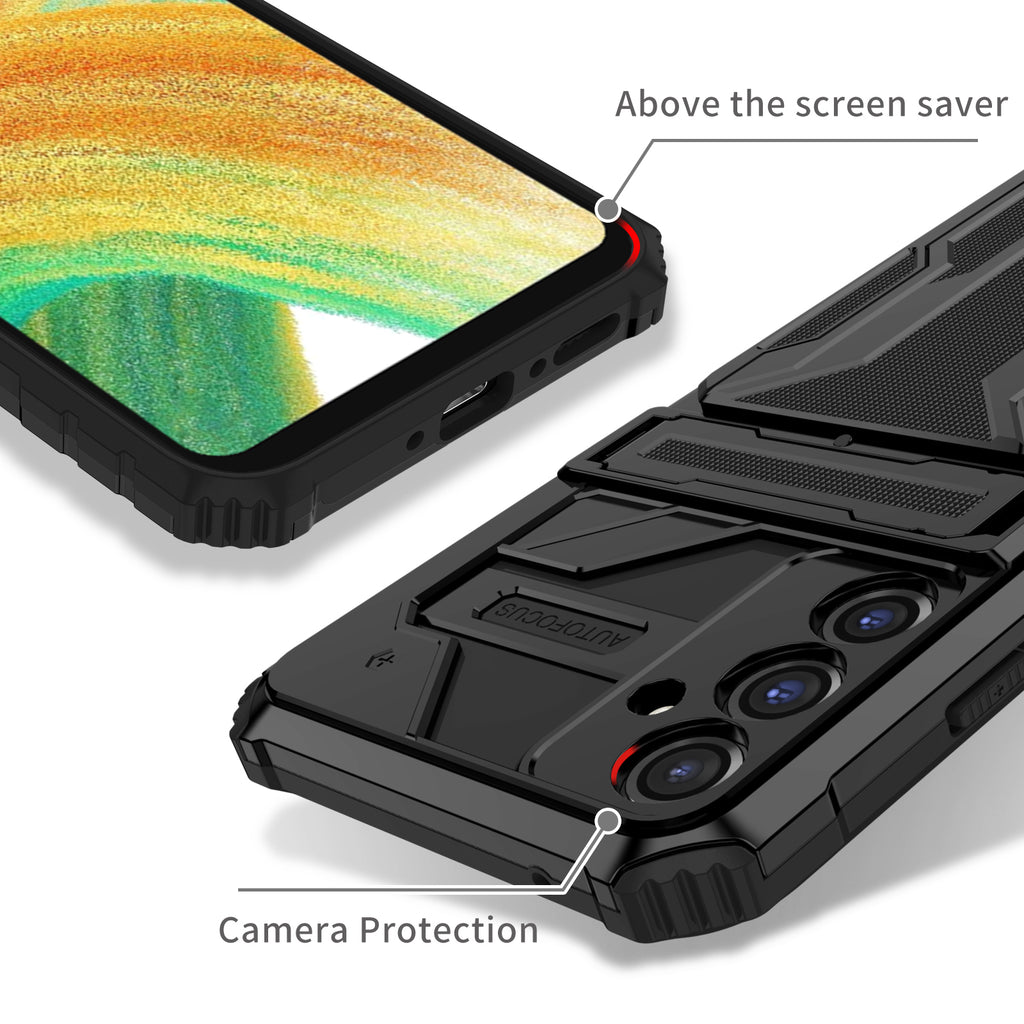 Samsung A24 Heavy Duty Kickstand Case Shockproof Card Holder BLACK