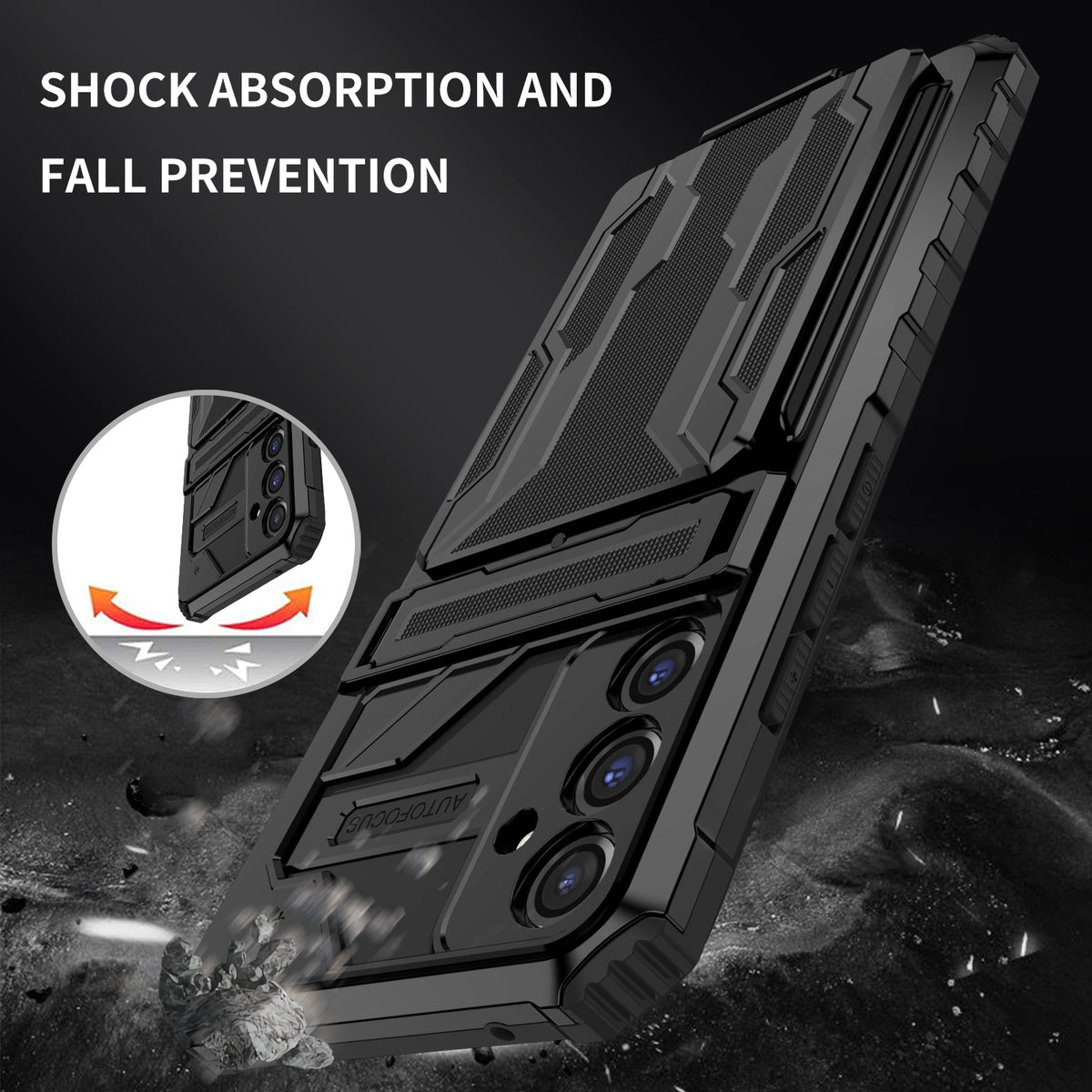 Samsung A24 Heavy Duty Kickstand Case Shockproof Card Holder BLACK
