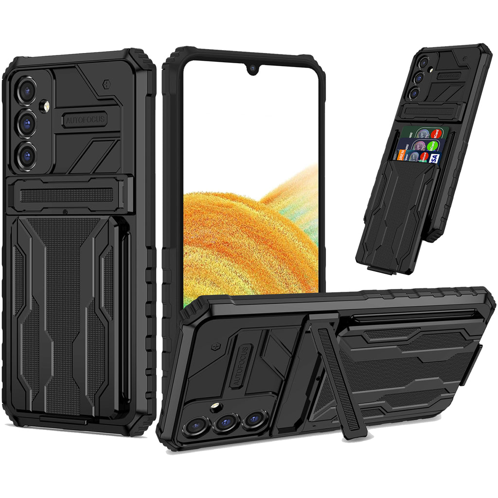 Samsung A24 Heavy Duty Kickstand Case Shockproof Card Holder BLACK