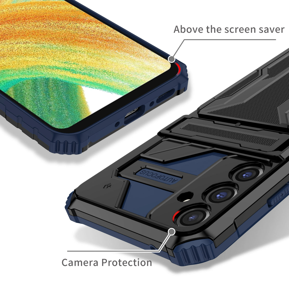 Samsung A24 Heavy Duty Kickstand Case Shockproof Card Holder BLUE