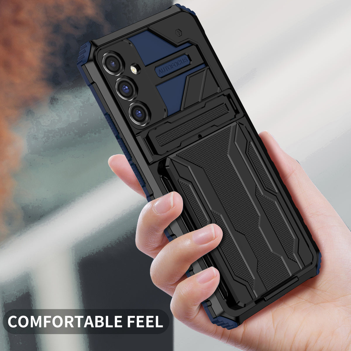 Samsung A24 Heavy Duty Kickstand Case Shockproof Card Holder BLUE