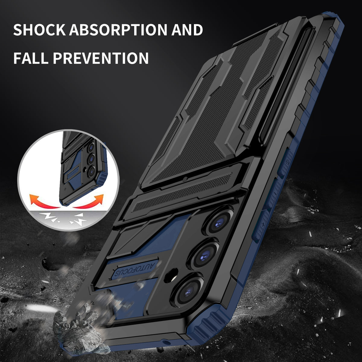 Samsung A24 Heavy Duty Kickstand Case Shockproof Card Holder BLUE