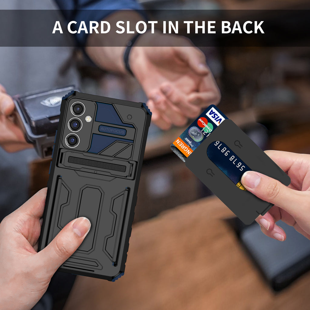 Samsung A24 Heavy Duty Kickstand Case Shockproof Card Holder BLUE