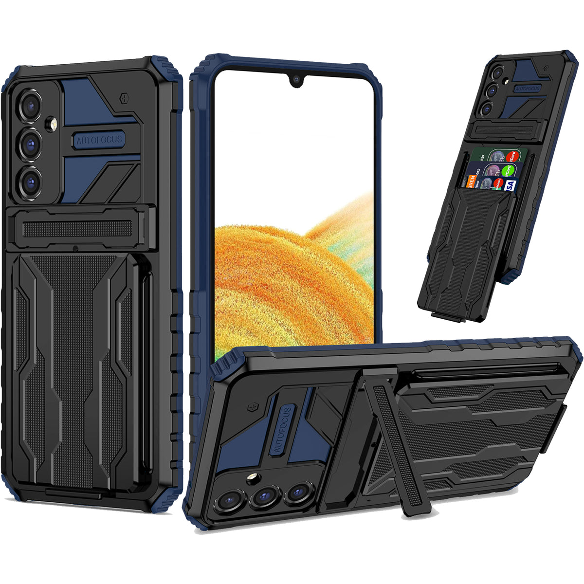 Samsung A24 Heavy Duty Kickstand Case Shockproof Card Holder BLUE