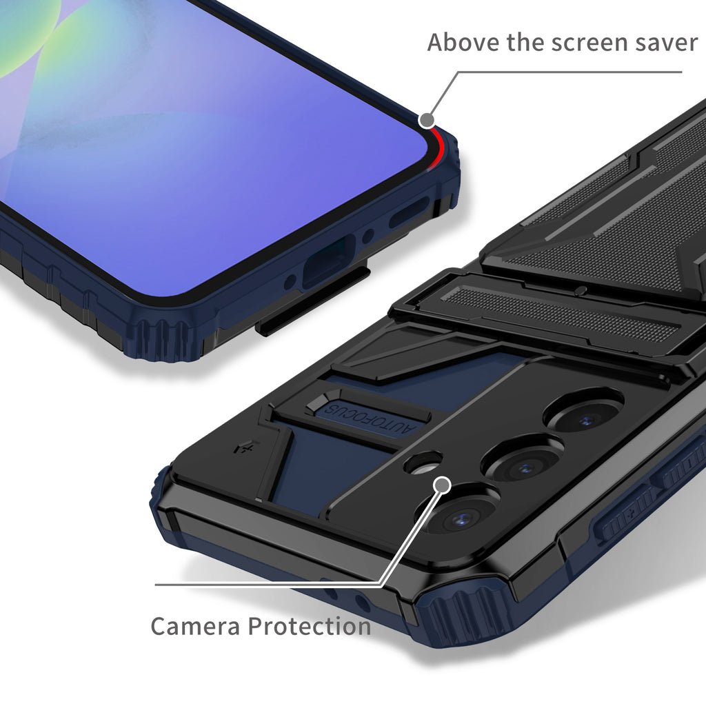 Samsung A57 Heavy Duty Kickstand Case Shockproof Card Holder BLUE