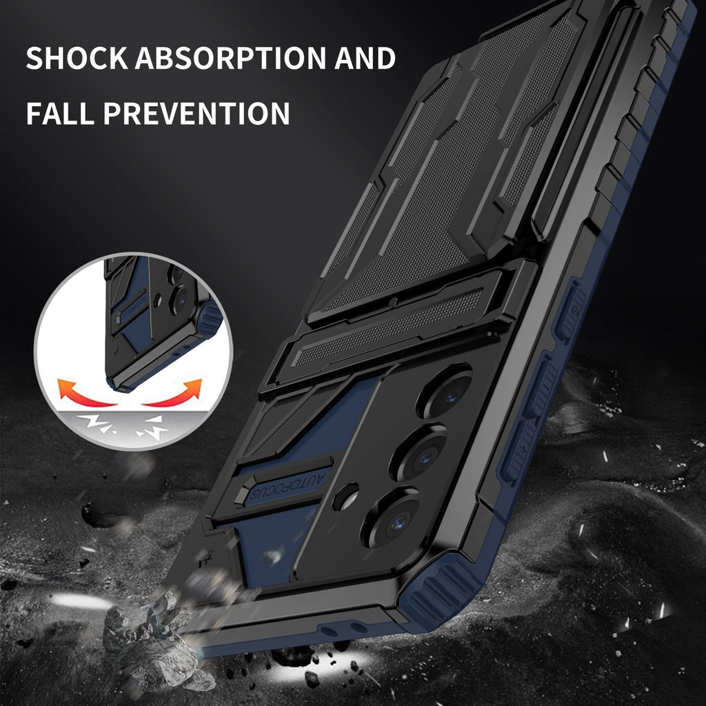 Samsung A57 Heavy Duty Kickstand Case Shockproof Card Holder BLUE