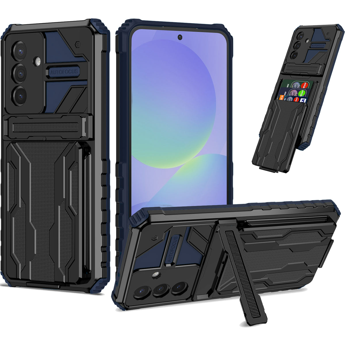 Samsung A57 Heavy Duty Kickstand Case Shockproof Card Holder BLUE